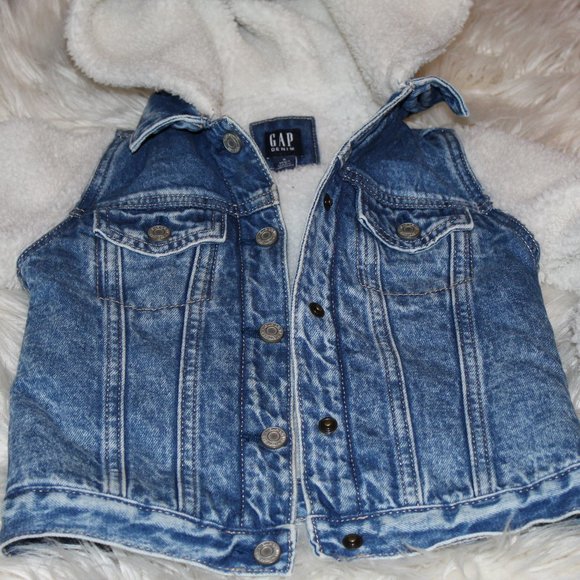 GAP JEAN JACKET FLUFFY COAT - Picture 1 of 5